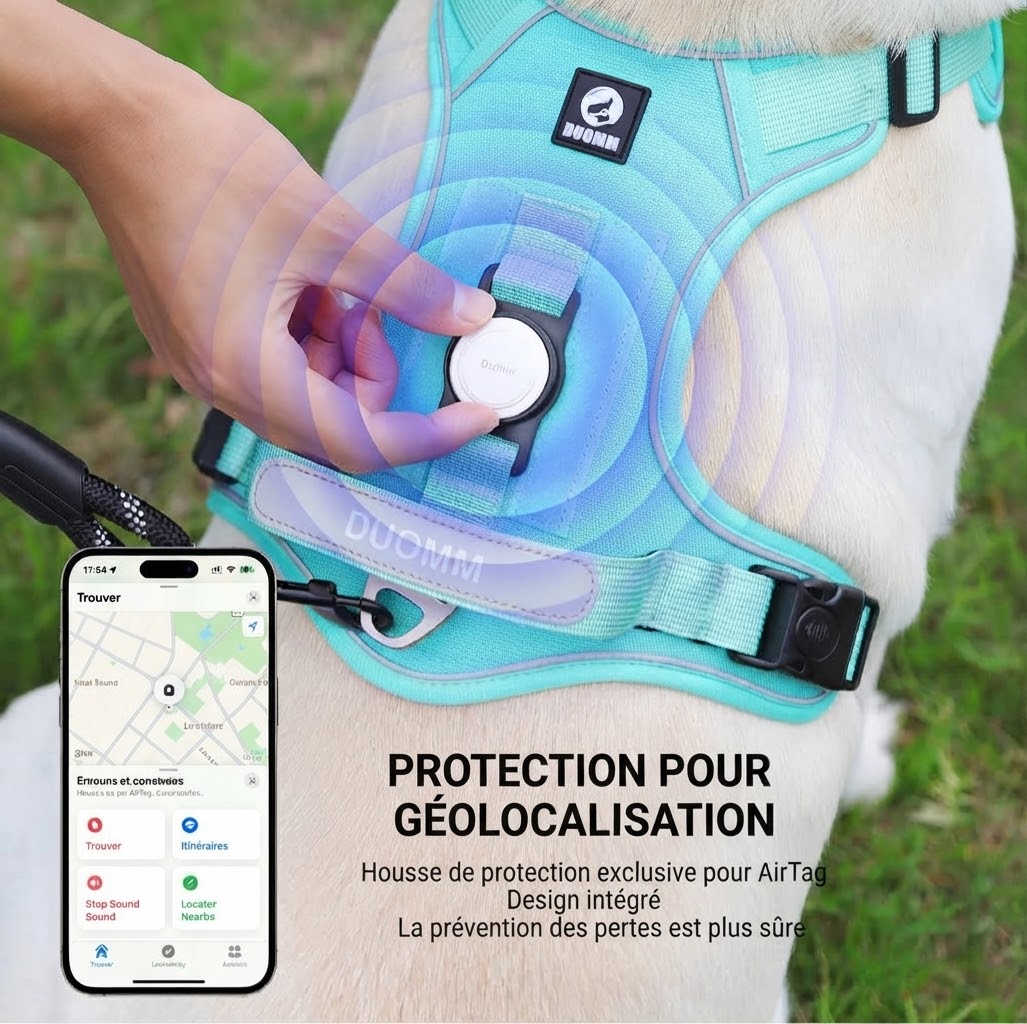 Harnais pour chien avec tracker GPS